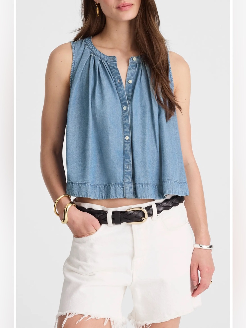 Madewell Denim Button-Up Tank Top - Ashbury Wash